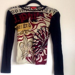 Multi-colored semi-sheer top.